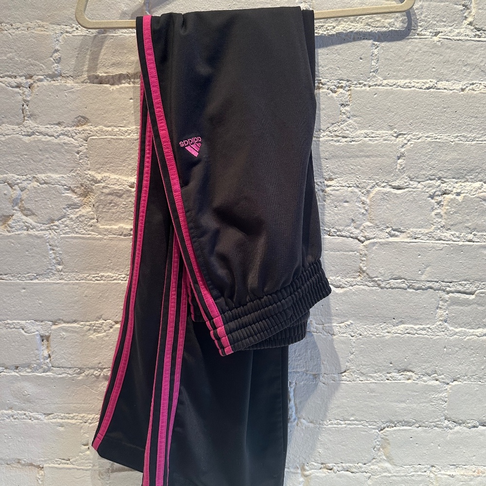 Fuchsia Three Stripe Adidas Track Pants